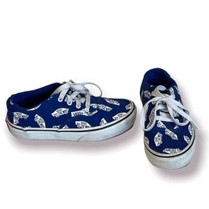 VANS Youth 1 Blue/White Skateboard All-Over-Print Lace-Up Shoes 721356